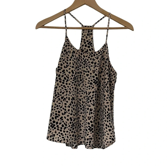 H & M Divided Camisole Sz 6 Beige Cheetah Print Y2K Slinky Animal Print Tank Top - Picture 1 of 7